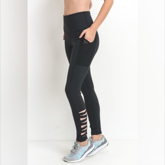 Mono B Pants - Highwaist Zig Zag Straps Pocket Leggings